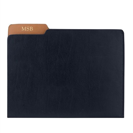 Personalized Navy Bonded Leather File Folder